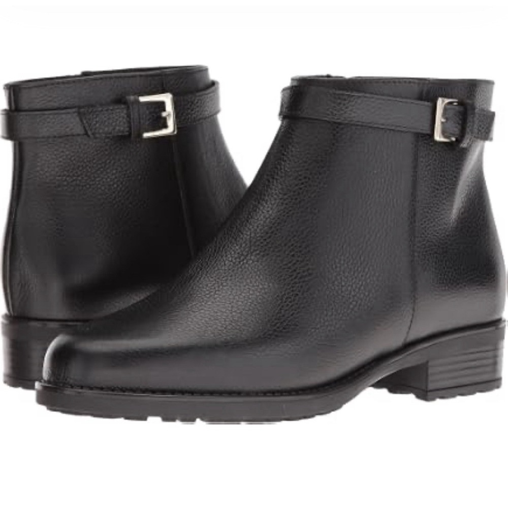 NIB $295 SAS Maddy 7 W Low Ankle Boot Made In Italy Black Leather Lug Bootie